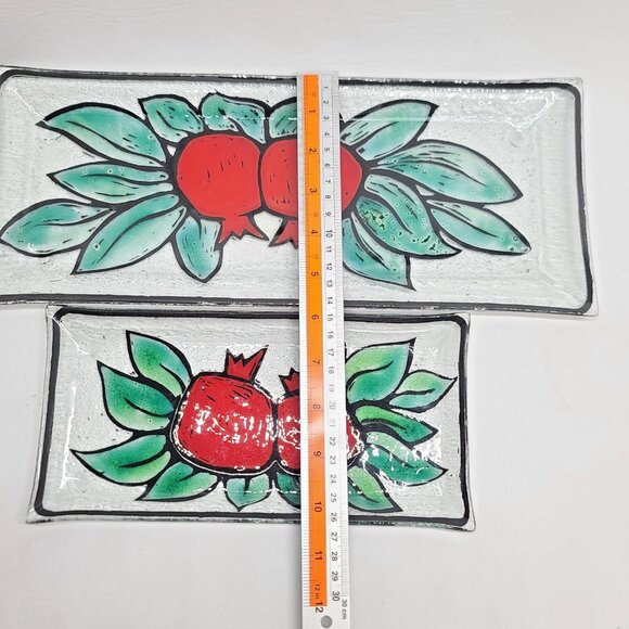 Andreas Meyer Israel Fused Glass Pomegranate Plates – Set of 2, Nahariya Israel - Picture 4 of 7